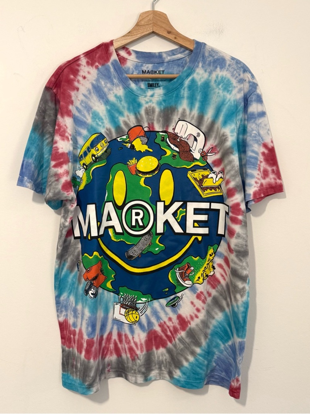 Chinatown MARKET Smiley Global Spiral All Over Tie Dye Graphic Tee